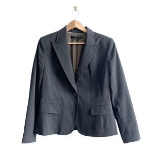 Anne Klein Women's Lined Blazer Suit Jacket Single Button Stripes Black Size 12